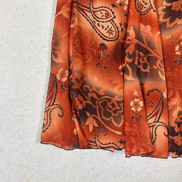 Gorgeous Whimsigoth Brown Orange and Red Vampy Fall Flowy Midi/Maxi Skirt - Picture 2 of 3